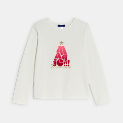 تيشيرت بنمط عيد الميلاد باللون الأبيض للفتيات